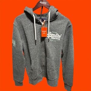 Superdry Charcoal and Light Gray Fleece Jacket